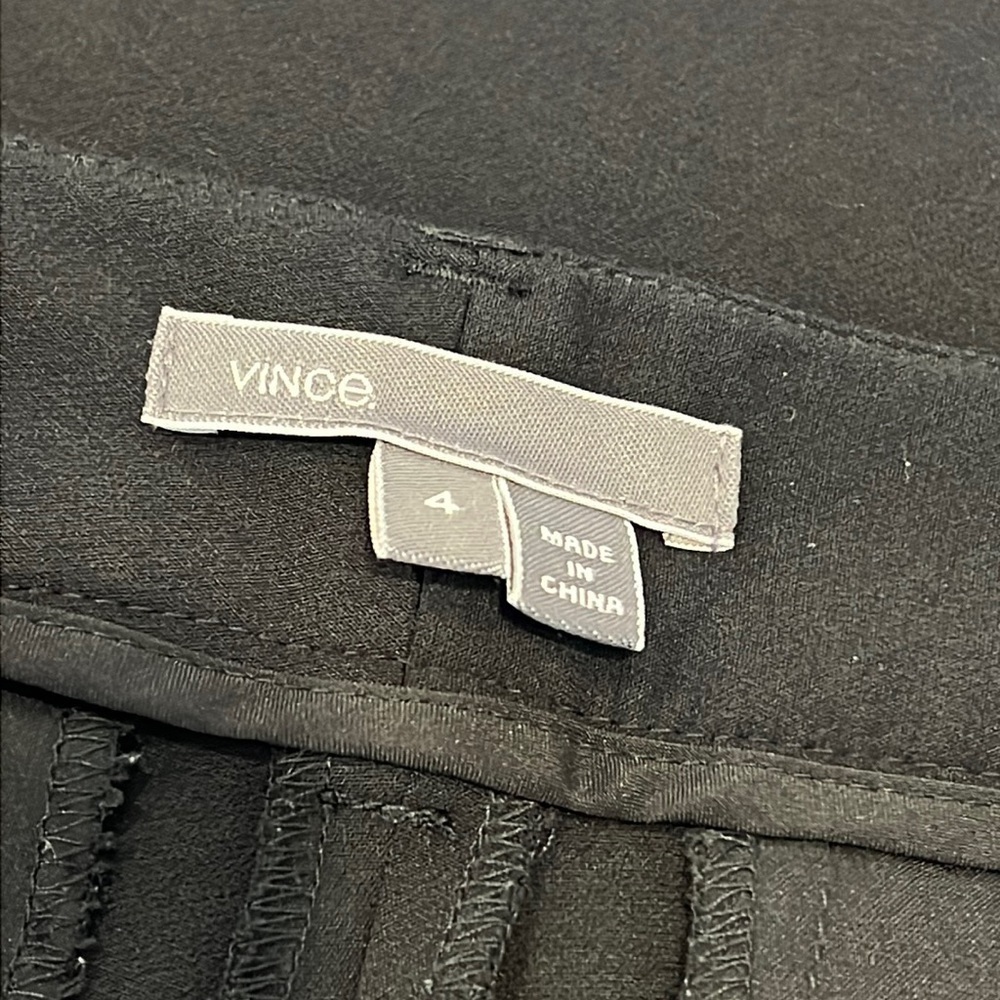 VINCE Black Mid Rise Straight Legs Trousers pants size 4 - Picture 6 of 12